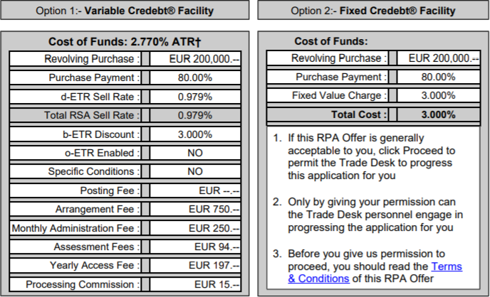 Revolving Purchase Agreement [RPA] Offer – Terms & Conditions Trade Credebt